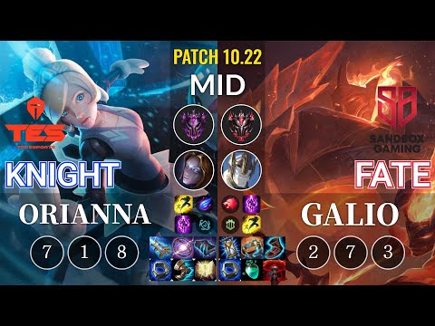 TES knight Orianna vs SB FATE Galio Mid - KR Patch 10.22