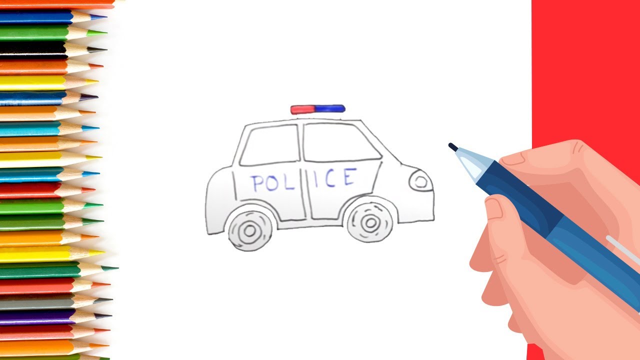 How to Draw a Cartoon Police Car Step by Step Tutorial for Kids