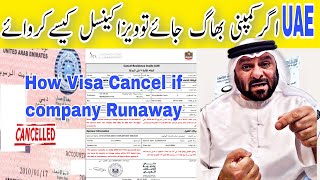 Uae visa cancellation; how to uae visa cancellation if company or owner runaway,With out company