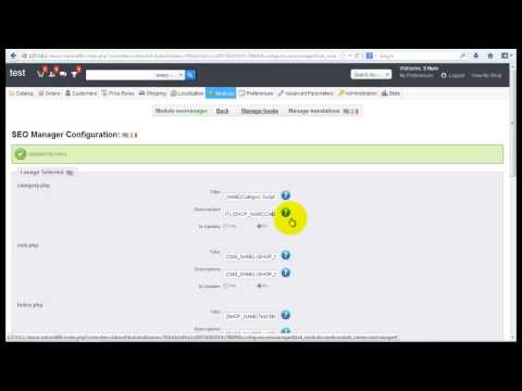 Prestashop SEO Module  - SEO Manager video tutorial