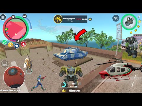 Rope Hero Vice Town - (BD 100 Ground Assault Machine) Ground Assault Machine on Wall Army Base - HD