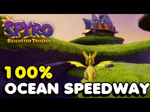 Spyro 2: Ripto's Rage (Reignited) 100% - "OCEAN SPEEDWAY" All Orbs, Skill Points & Gems (01:08)