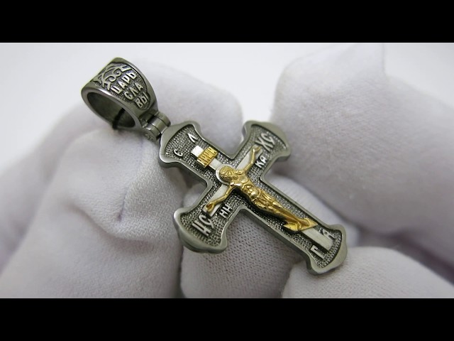 Срібний хрестик з позолотою вкх114 Відео огляд