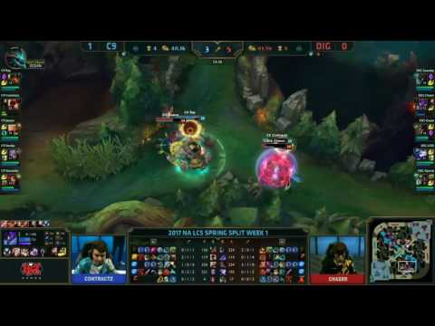 C9 Contractz VS Dignitas Keane Twisted Fate Game 2 Highlights   2017 NA LCS Spring W1D3