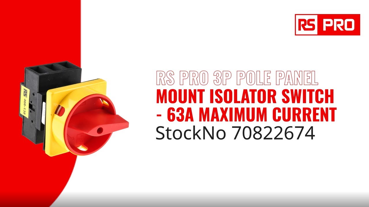 RS PRO 466138 - 3 Pole Panel Mount Isolator Switch, 63A (70822674)