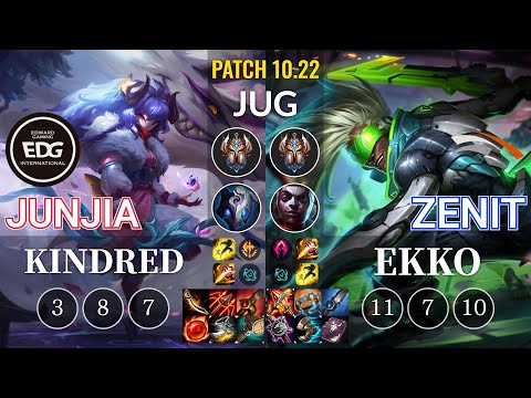 EDG JunJia Kindred vs HLE Zenit Ekko Jungle - KR Patch 10.22