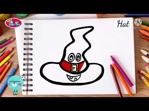 How to draw hat | Witch Hat for Halloween | Kids art of shading Easy Drawings | Colouring Page