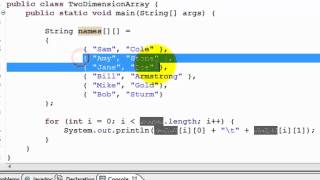 Java Tutorial - Two dimensional array