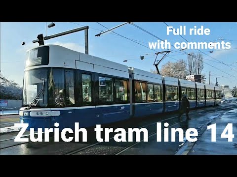 Zurich tram line 14 | Full ride on a snowy day | Triemli to Seebach | 🇨🇭 Switzerland