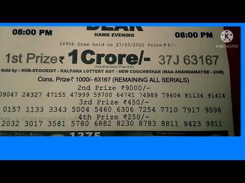 Nagaland state lottery result Sambad 27/03/2022 Nagaland state lottery result Sambad