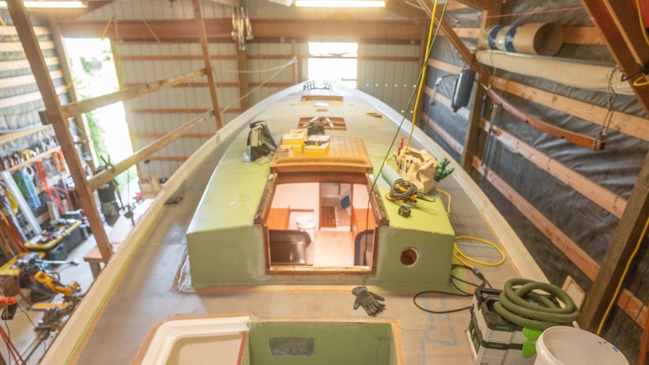 We fibreglassed the whole cabin top in ONE DAY!