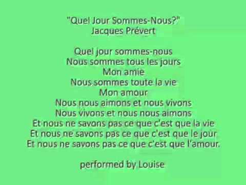 Chanson - Prévert - Quel jour sommes nous