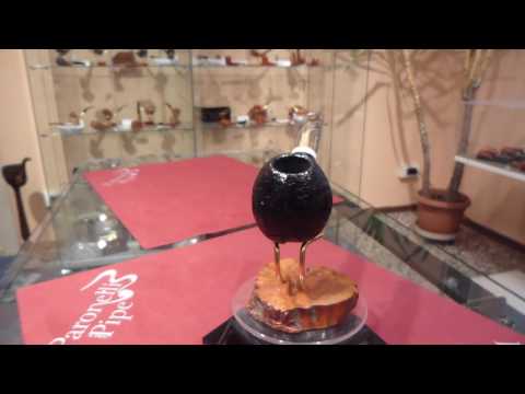 Brand new briar pipe PARONELLI half bent 9mm sandblast handmade -  eBay number: 182310