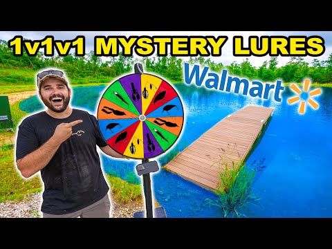 1v1v1 Walmart MYSTERY Lure TOURNAMENT in the BACKYARD POND!!! (We Caught the FIRST TAGGED Fish!)