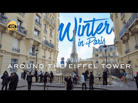 [4K] The Magic of PARIS WALK in Winter near the Eiffel Tower | Elegant 16th arrondissement