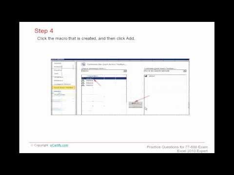 77-888 how to add a button to the Quick Access Toolbar that will run a macro in Excel 2010