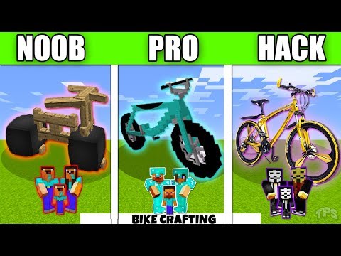 Minecraft Battle : BICYCLE FAMILY CRAFTING CHALLENGE - NOOB vs PRO vs HACKER vs GOD Animation