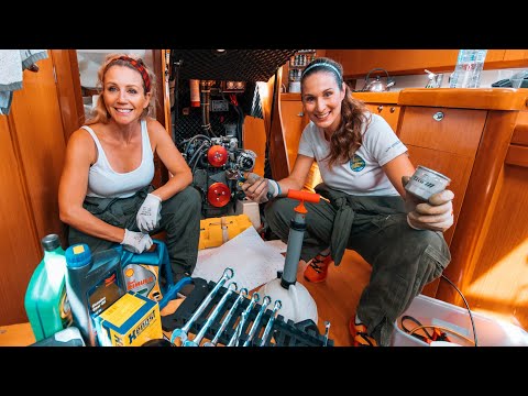 SAILBOAT MAINTENANCE: Service a marine diesel engine with me & Philippa (Yanmar 1000 hours service)