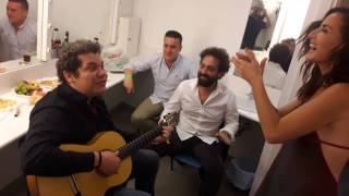 CHABUCO en camerino con BELÉN LÓPEZ, AÑIL Y JOSÉ MARIA