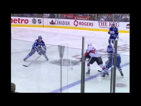 Dion Phaneuf's Huge Open Ice Hit on Stephane Da Costa - October 8th 2011(HD)