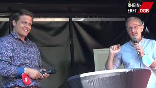 Talk mit Aaron Spielmanns (SPD) beim DGB-Sommerfest in Frechen