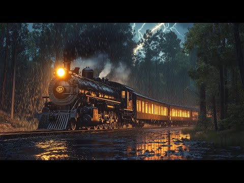 Relaxing Cargo Train in the Rainy Forest – Thunderstorm Sounds for Sleep & Relaxation
