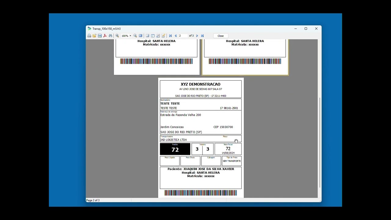 Demo X3Tec Impressão de Etiquetas