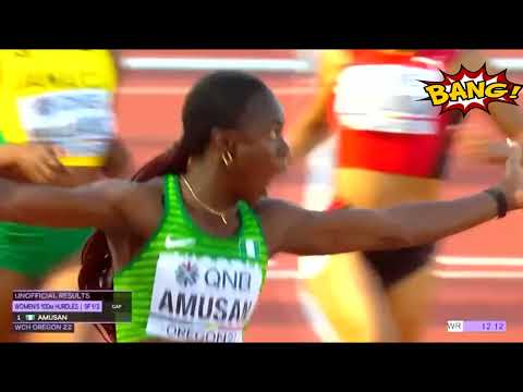 Tobi Amusan world Record 12.12s Womens 100M Hurdle Semifinal 1 World Athletics Championships