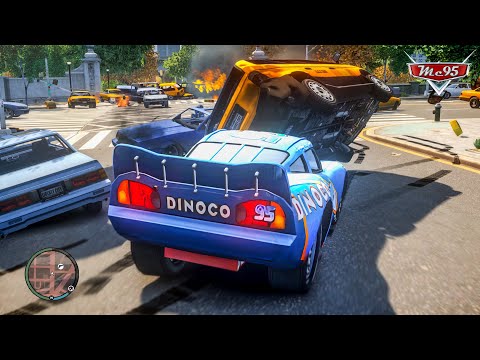 Crazy Rayo Lightning McQueen Dinoco Car Crashes Ep.44 - GTA 4