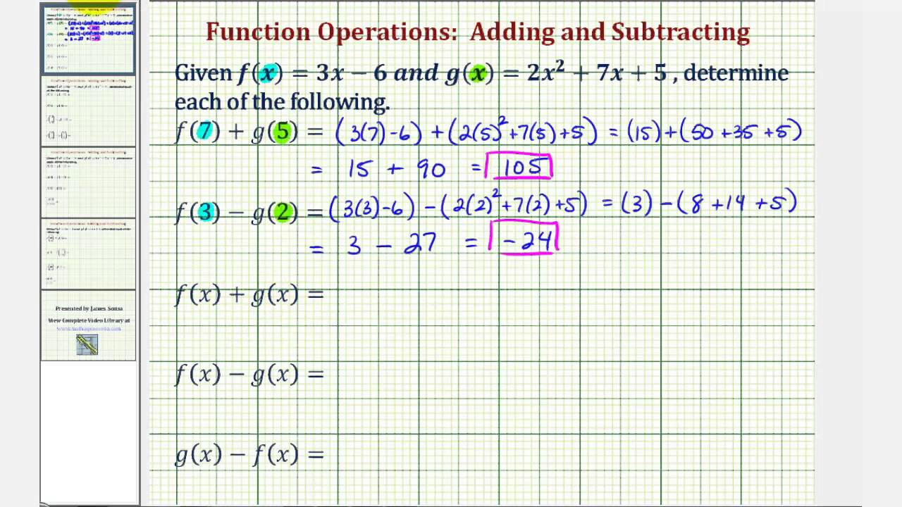 Ex 1: Function Arithmetic - Addition and Subtraction
