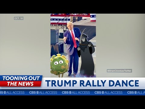 トランプはコビド-19と死神と踊る (Trump dances with Covid-19 and the Grim Reaper)