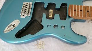 Video thumbnail for Lake Placid Blue Stratocaster Body & Warmoth Roasted Flame Maple Neck / Fender Partscaster Update #1 by Brian C. // CoffeeDrinker71