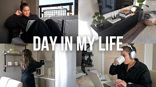 cozy day at home working, cleaning, reading, new home decor + mood lighting | DAY IN MY LIFE