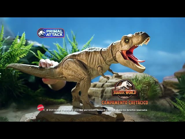 Vídeo relacionado con Mattel Jurassic World Rugido Salvaje Figuras de Dinosaurio con Ataque de mordisco en múltiples direcciones y Sonido, Juguete articulado, Juego Digital (Las Especies Pueden Variar), JKL77