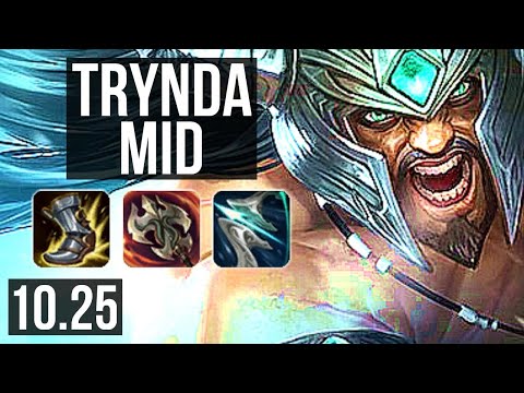 TRYNDAMERE vs PANTHEON (MID) | 10 solo kills, 700+ games, Godlike | EUW Diamond | v10.25
