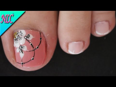 DISEÑO DE UÑAS PARA PIES FLOR Y FRANCÉS PARA PRINCIPIANTES – FLOWERS NAIL ART – FRENCH NAIL ART