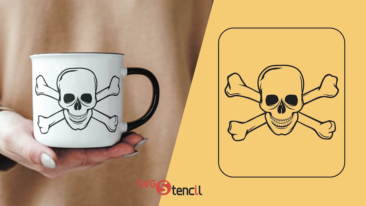 Halloween skull and cross bones svg - SVGStencil