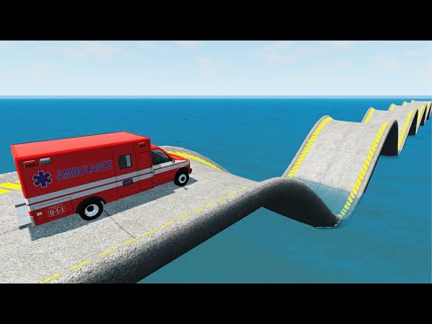 Impossible Growing Wave Bridge Crossing Cars Vs Deep Water - BeamNG Drive