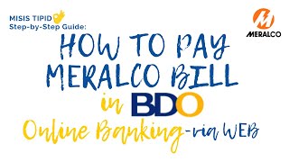 How to Pay Meralco Bill in BDO Online Banking