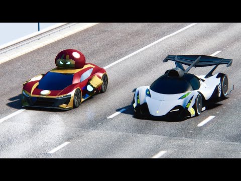 Devel Sixteen GTR vs Iron Man Audi PB18 at Drag Race 20 KM