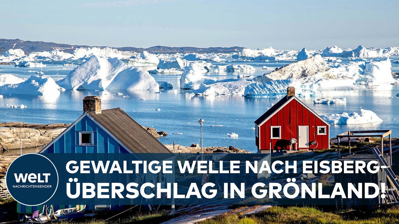 GRÖNLAND: Riesiger Eisberg kippt vor Ilulissat um und löst gewaltige Welle im Fjord aus