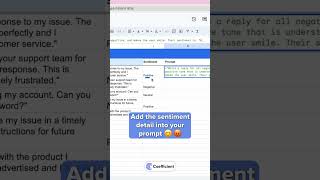ChatGPT Inside Google Sheets Support Replies Based on Sentiment