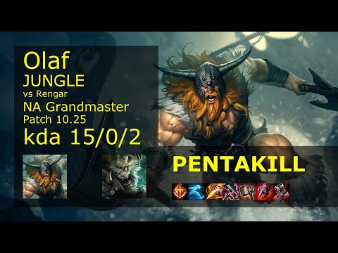 Olaf Jungle vs Rengar - NA Grandmaster 15/0/2 Patch 10.25 Gameplay