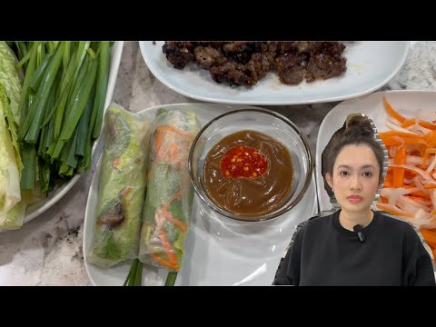 SPRING ROLLS / GRILLED BEEF SPRING ROLLS / HOW TO MAKE PEANUT BUTTER DIPPING SAUCE