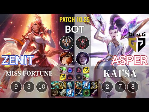 HLE Zenit Miss Fortune vs GEN Asper Kai'Sa Bot - KR Patch 10.25