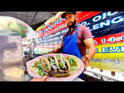 ULTIMATE Street Tacos - Mexican Street Food - Tacos De Cabeza, Barbacoa, Chorizo... THE BEST!!!