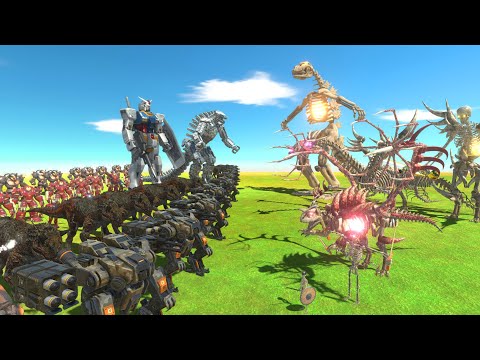 Skeleton War - Mechagodzilla + Gundam rx-78-2 VS Skeleton Team - Animal Revolt Battle Simulator