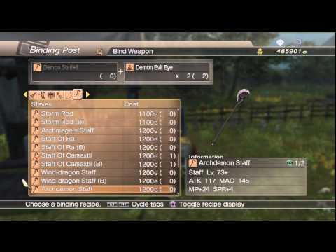 WKC 2 Weapon -- Staves Level 20 Complete Binding List White Knight Chronicles II HD