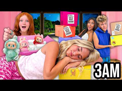 WE STAYED up ALL NiGHT OPENiNG MYSTERY BOXES!! *WE GOT CAUGHT!* 😅