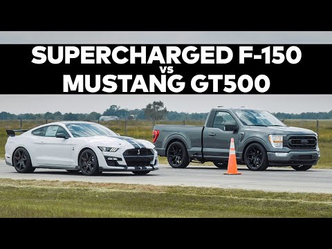 Thumbnail for Supercharged 2021 F-150 vs GT500 DRAG RACE! // VENOM 775 by Hennessey by Car, Vehicle